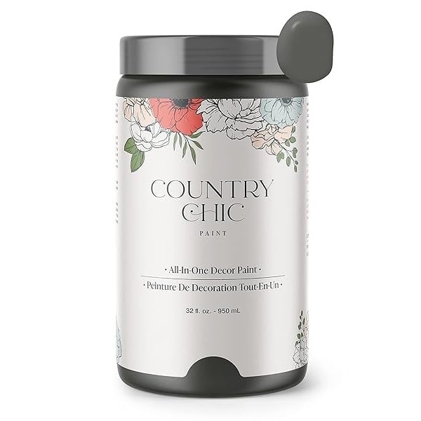 Country Chic Paint - Pintura todo en uno estilo gis para muebles, decoración del hogar, armarios, manualidades, respetuosa con el medio ambiente, preparación mínima de superficie, pintura multisuperficie - Montaña rocosa [gris carbón] - cuarto de galón (32 onzas)