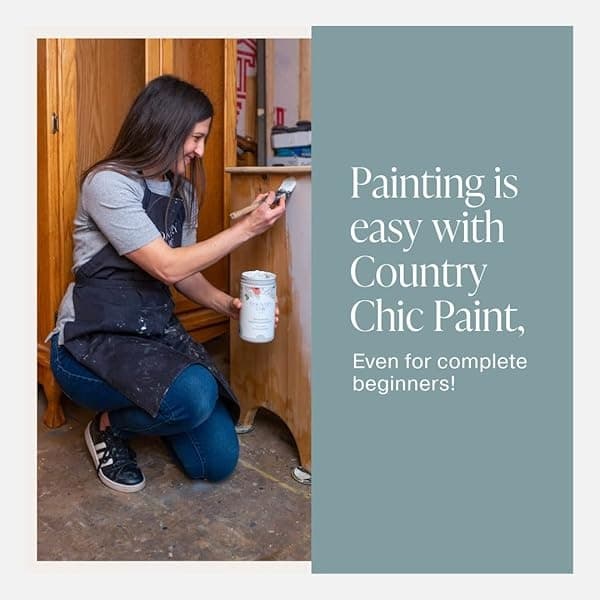 Country Chic Paint - Pintura todo en uno estilo gis para muebles, decoración del hogar, armarios, manualidades, respetuosa con el medio ambiente, preparación mínima de superficies, pintura mate multisuperficie - Wanderess [verde azulado] - (4 onzas) - Image 6