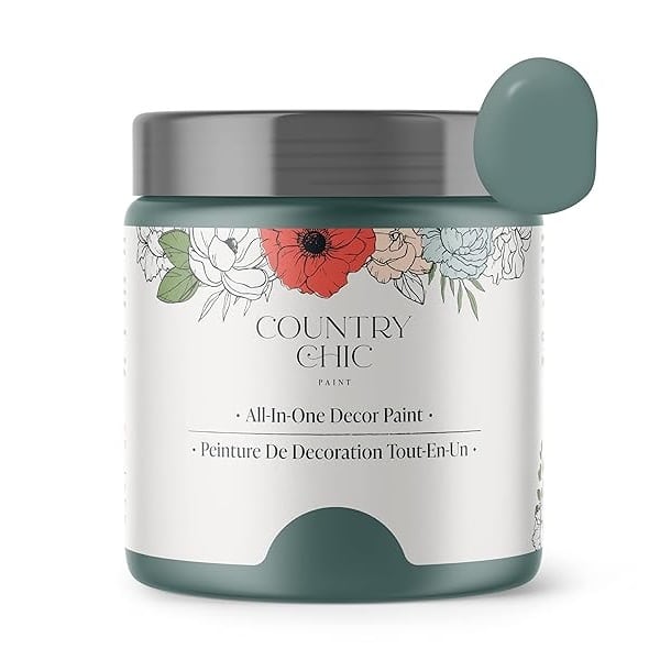 Country Chic Paint - Pintura todo en uno estilo gis para muebles, decoración del hogar, armarios, manualidades, respetuosa con el medio ambiente, preparación mínima de superficies, pintura mate multisuperficie - Wanderess [verde azulado] - (4 onzas)