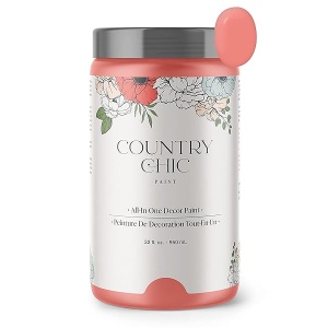 Country Chic Paint - Pintura todo en uno estilo gis para muebles, decoración del hogar, armarios, manualidades, respetuosa con el medio ambiente, preparación mínima de superficies, pintura mate multisuperficie - Brillo del atardecer [rosa coral] - cuarto de galón (32 onzas)