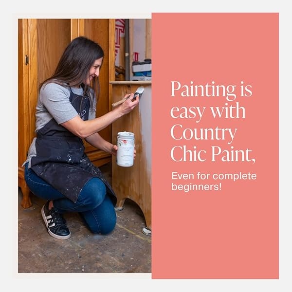 Country Chic Paint - Pintura todo en uno estilo gis para muebles, decoración del hogar, armarios, manualidades, respetuosa con el medio ambiente, preparación mínima de superficies, pintura mate multisuperficie - Brillo del atardecer [rosa coral] - cuarto de galón (32 onzas) - Image 6