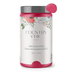 Country Chic Paint - Pintura todo en uno estilo gis para muebles, decoración del hogar, armarios, manualidades, respetuosa con el medio ambiente, preparación mínima de superficies, pintura mate multisuperficie - Sorbete de frambuesa [rosa] - cuarto de galón (32 onzas)