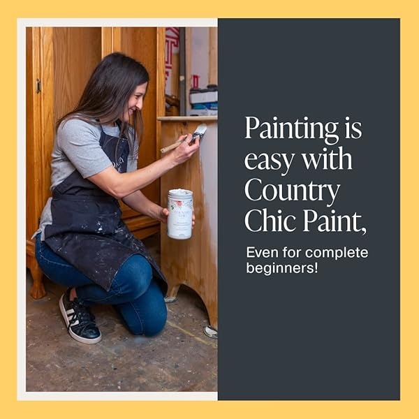 Country Chic Paint - Pintura todo en uno estilo gis para muebles, decoración del hogar, armarios, manualidades, respetuosa con el medio ambiente, preparación mínima de superficies, pintura mate multisuperficie - chanclos amarillas [amarillo] - pinta (16 onzas) - Image 6