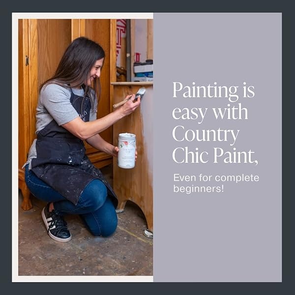 Country Chic Paint - Pintura todo en uno estilo gis para muebles, decoración del hogar, armarios, manualidades, respetuosa con el medio ambiente, preparación mínima de superficies, pintura mate multisuperficie - Glicina [morado claro] - cuarto de galón (32 onzas) - Image 6