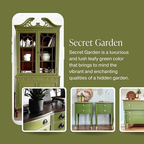 Country Chic Paint - Pintura todo en uno estilo gis para muebles, decoración del hogar, armarios, manualidades, respetuosa con el medio ambiente, preparación mínima de superficies, pintura mate multisuperficie - Jardín secreto [verde] - Pinta (16 onzas) - Image 4