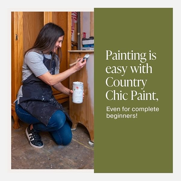 Country Chic Paint - Pintura todo en uno estilo gis para muebles, decoración del hogar, armarios, manualidades, respetuosa con el medio ambiente, preparación mínima de superficies, pintura mate multisuperficie - Jardín secreto [verde] - Pinta (16 onzas) - Image 9