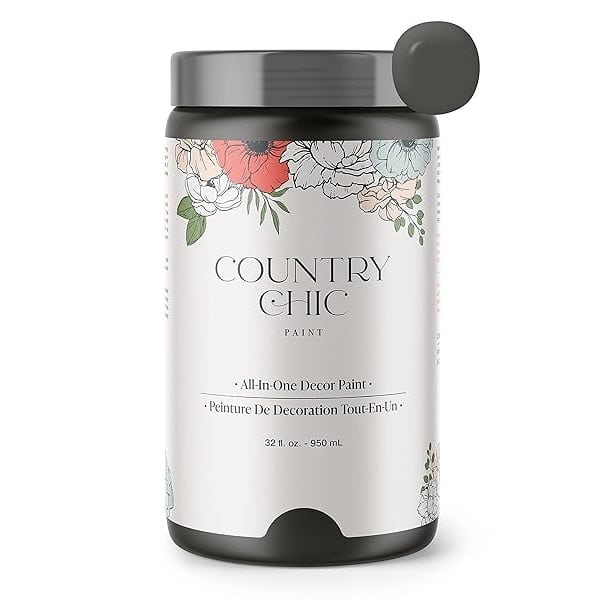 Country Chic Paint - Pintura todo en uno estilo gis para muebles, decoración del hogar, gabinetes, manualidades, pintura mate, tostada oscura [café oscuro] cuarto de galón 32 onzas
