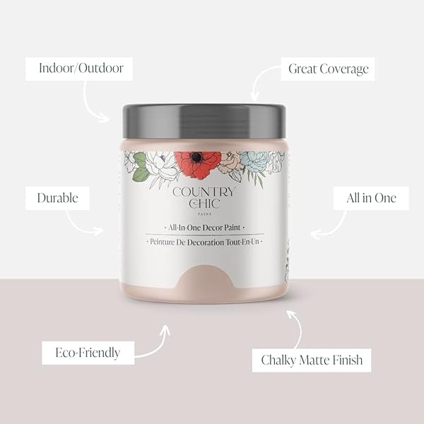 Country Chic Paint - Pintura todo en uno estilo gis para muebles, decoración del hogar, gabinetes, manualidades, pintura mate respetuosa con el medio ambiente, Ooh La La [rosa claro] cuarto de galón - Image 3
