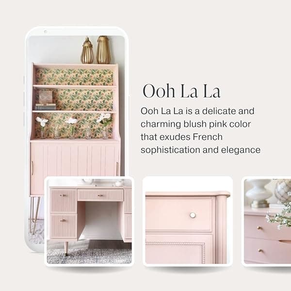 Country Chic Paint - Pintura todo en uno estilo gis para muebles, decoración del hogar, gabinetes, manualidades, pintura mate respetuosa con el medio ambiente, Ooh La La [rosa claro] cuarto de galón - Image 4