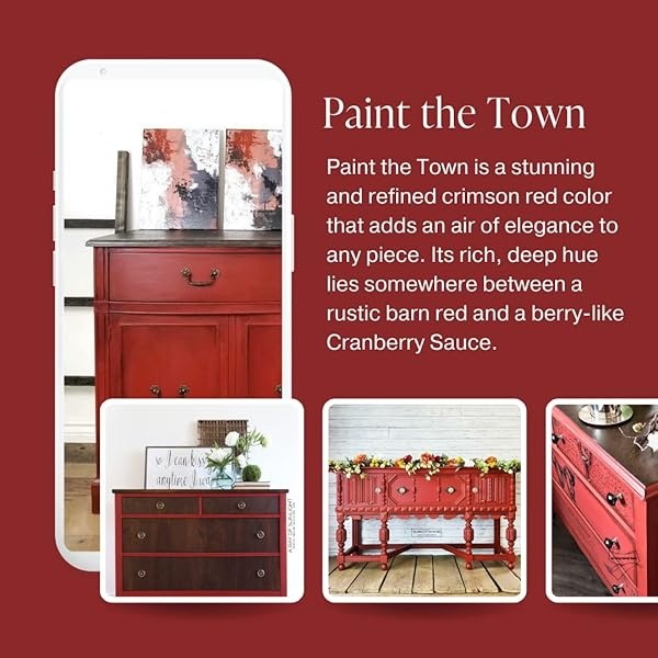 Country Chic Paint - Pintura todo en uno estilo gis para muebles, decoración del hogar, gabinetes, manualidades, pintura mate respetuosa con el medio ambiente, pinta la ciudad [rojo] 4 onzas - Image 4