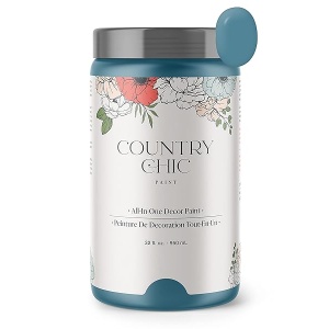 Country Chic Paint - Pintura todo en uno estilo gis para muebles, decoración del hogar, gabinetes, manualidades, pintura mate respetuosa con el medio ambiente, piscina marea [azul] cuarto de galón, 32