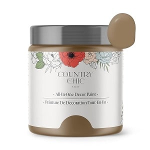 Country Chic Paint - Pintura todo en uno estilo gis para muebles, decoración del hogar, gabinetes, manualidades, respetuosa con el medio ambiente, pintura mate, madera flotante [café] 4 onzas/118 ml