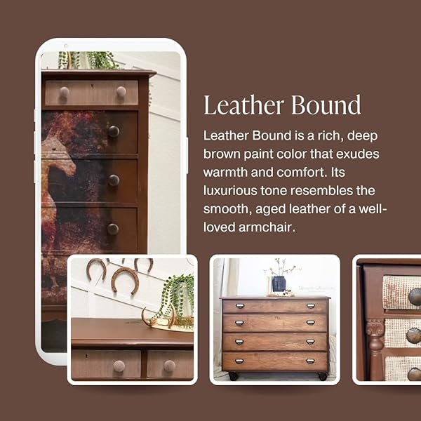 Country Chic Paint - Pintura todo en uno estilo gis para muebles, decoración del hogar, gabinetes, manualidades, respetuosa con el medio ambiente, pintura mate, encuadernada en piel [café chocolate] - Image 4