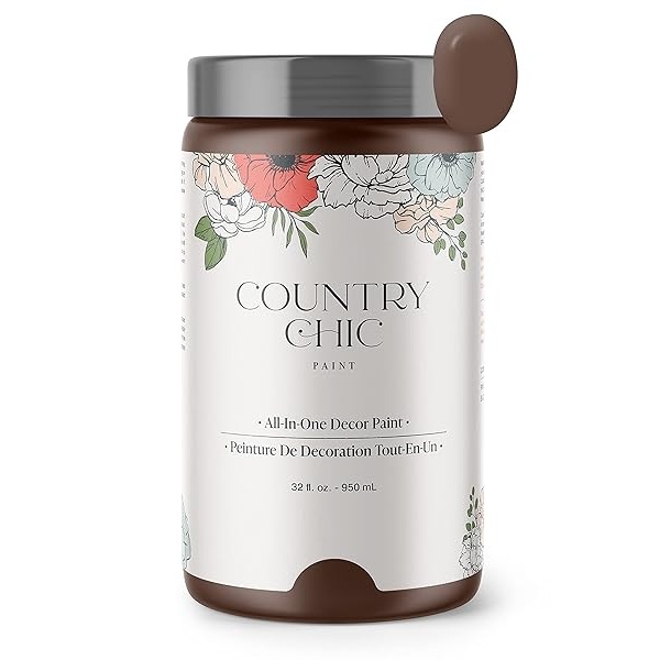 Country Chic Paint - Pintura todo en uno estilo gis para muebles, decoración del hogar, gabinetes, manualidades, respetuosa con el medio ambiente, pintura mate, encuadernada en piel [café chocolate]