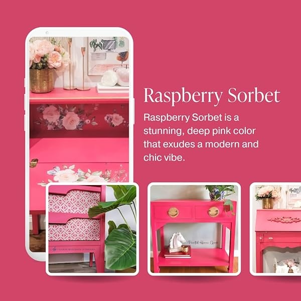 Country Chic Paint - Pintura todo en uno estilo tiza para muebles, decoración del hogar, armarios, manualidades, pintura mate respetuosa con el medio ambiente, sorbete de frambuesa [rosa] pinta 16 - Image 4