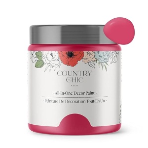 Country Chic Paint - Pintura todo en uno estilo tiza para muebles, decoración del hogar, armarios, manualidades, pintura mate respetuosa con el medio ambiente, sorbete de frambuesa [rosa] pinta 16