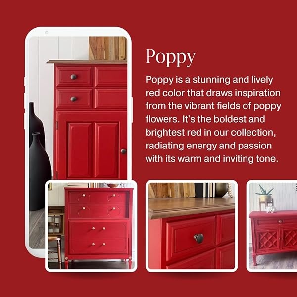 Country Chic Paint - Pintura todo en uno estilo tiza para muebles, decoración del hogar, gabinetes, manualidades, pintura mate respetuosa con el medio ambiente, amapola [roja] pinta 16 oz/475 ml - Image 4