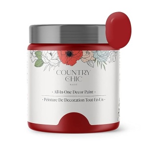 Country Chic Paint - Pintura todo en uno estilo tiza para muebles, decoración del hogar, gabinetes, manualidades, pintura mate respetuosa con el medio ambiente, amapola [roja] pinta 16 oz/475 ml