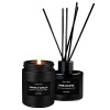 Craft & Kin, Lavender Woods - Juego de vela aromática y difusor de varilla para el hogar, vela de soja con aroma a madera y lavanda para hombre, varillas difusoras de caña