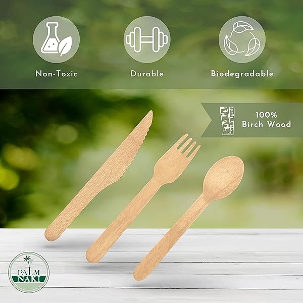 Cubertería Palm Naki (40 unidades) de Palm Leaf – vajilla desechable, cubiertos compostables y biodegradables, Knives - Image 3