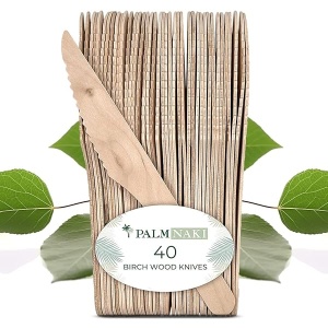 Cubertería Palm Naki (40 unidades) de Palm Leaf – vajilla desechable, cubiertos compostables y biodegradables, Knives