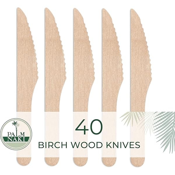 Cubertería Palm Naki (40 unidades) de Palm Leaf – vajilla desechable, cubiertos compostables y biodegradables, Knives - Image 5