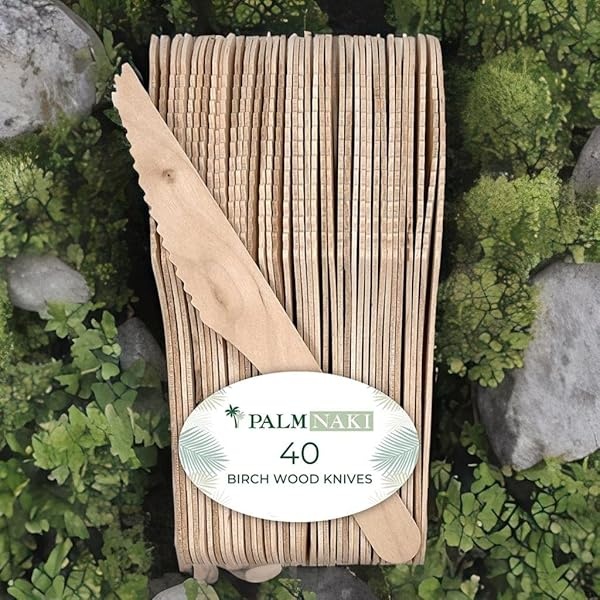 Cubertería Palm Naki (40 unidades) de Palm Leaf – vajilla desechable, cubiertos compostables y biodegradables, Knives - Image 6
