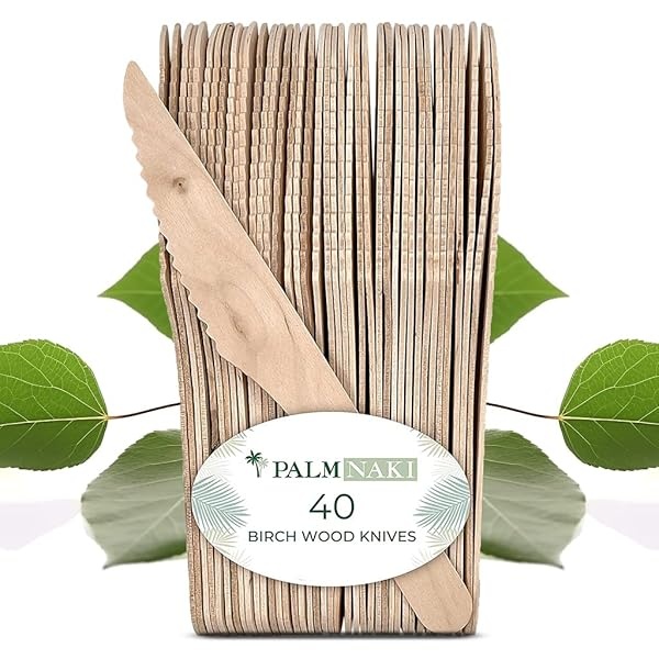 Cubertería Palm Naki (40 unidades) de Palm Leaf – vajilla desechable, cubiertos compostables y biodegradables, Knives