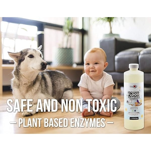 DU-MOST concentrado limpiador de pisos (hace 16 galones); enzimas a base de plantas, niños, mascotas y medio ambiente, pH neutro, biodegradable; limpia todos los suelos de superficie dura, sin enjuague, cítricos; 16 oz - Image 4