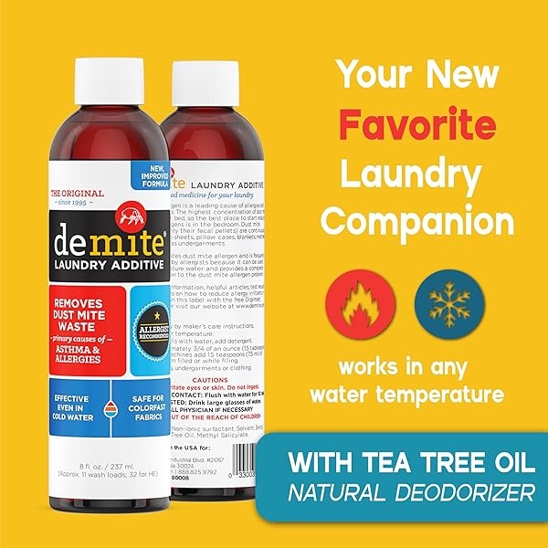DeMite Aditivo para lavandería (8 oz) Eliminador de alérgenos, Bundle 8 Ounce Bottle + Expert Pro Tips - Image 3