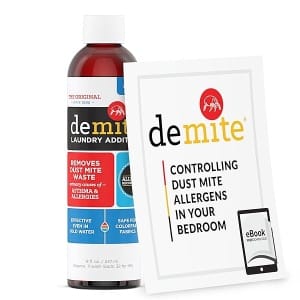 DeMite Aditivo para lavandería (8 oz) Eliminador de alérgenos, Bundle 8 Ounce Bottle + Expert Pro Tips