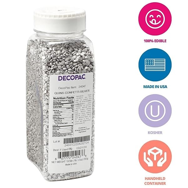 Decopac Confeti Quins Sprinkles de plata 20 onzas - Image 3