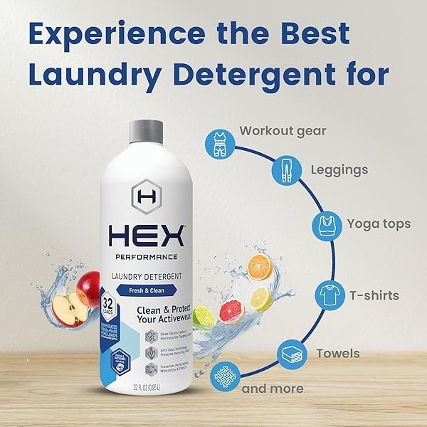 Detergente antiolor HEX Performance, aroma limpio fresco, 32 cargas, 2 unidades - Image 4