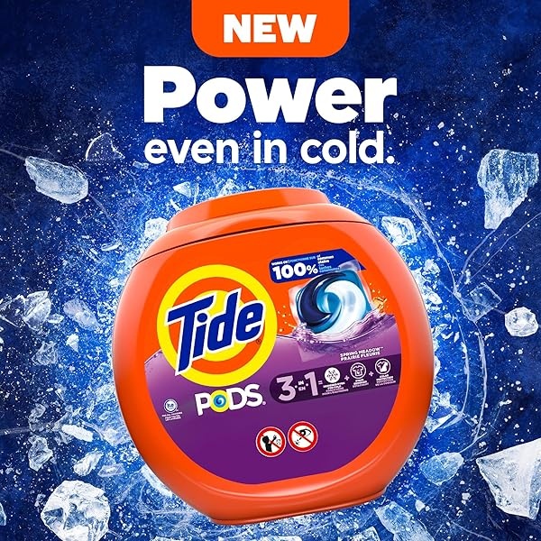 Detergente en cápsulas Tide Pods Spring Meadow, para ropa blanca y de color, 112 Unidades - Image 4