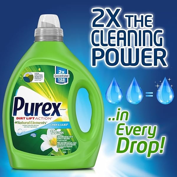 Detergente líquido Purex, elementos naturales de lino y lirios, 2 concentrados, 2 unidades, 220 cargas totales - Image 3