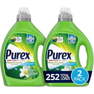 Detergente líquido Purex, elementos naturales de lino y lirios, 2 concentrados, 2 unidades, 220 cargas totales