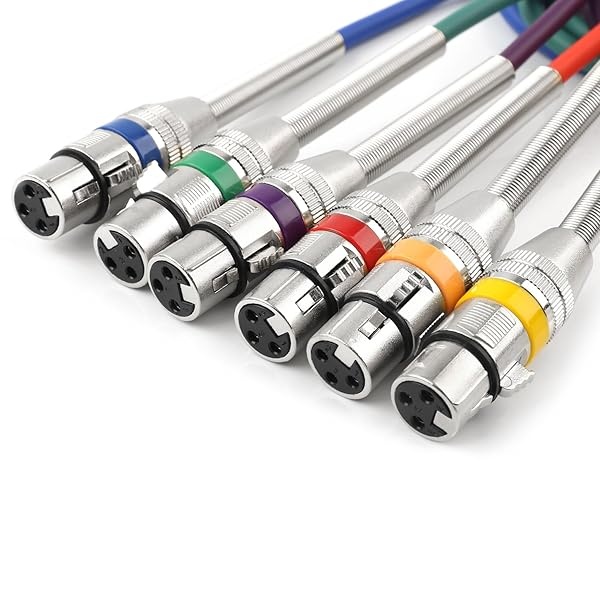 Disino - Paquete de 6 cables de conexión XLR multicolores, cable de micrófono XLR macho a hembra de 3 pines, cable de micrófono de 3 pines, 1 metro - Image 7