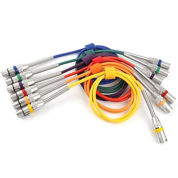 Disino - Paquete de 6 cables de conexión XLR multicolores, cable de micrófono XLR macho a hembra de 3 pines, cable de micrófono de 3 pines, 1 metro - Image 8