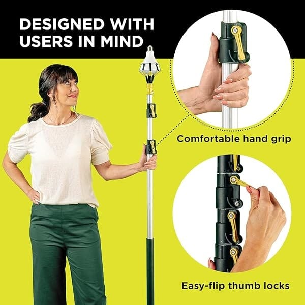 DocaPole 1,5 - 3,5 m Poste de extensión – telescópico y multiusos // Cambiador de bombilla // Rodillo de pintura // Poste de plumero // Poste telescópico para limpieza de ventanas, canaletas y luces - Image 6