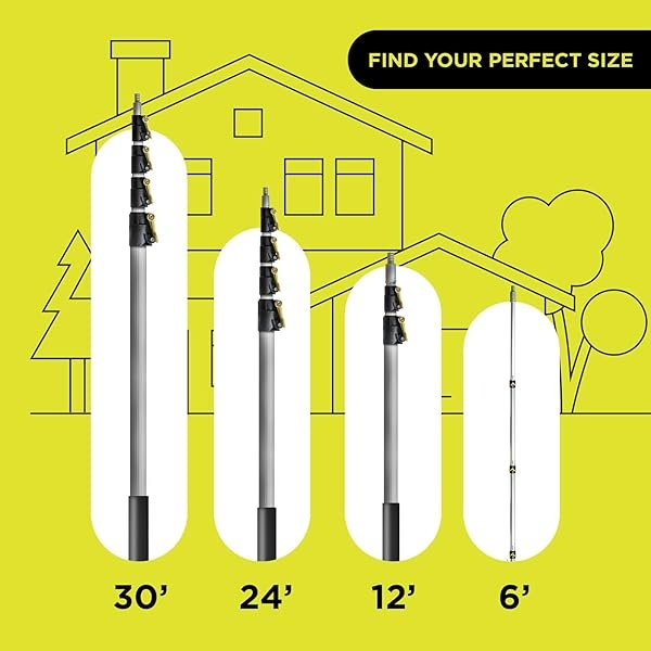 DocaPole 1,5 - 3,5 m Poste de extensión – telescópico y multiusos // Cambiador de bombilla // Rodillo de pintura // Poste de plumero // Poste telescópico para limpieza de ventanas, canaletas y luces - Image 8
