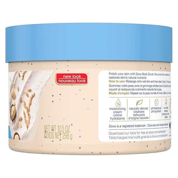 Dove Exfoliating Body Polish Scrub Reveals Visibly Smoother Skin Macadamia & Rice Milk Body Scrub That Nourishes Skin, 10.5 Ounce (Pack of 4) - Image 3
