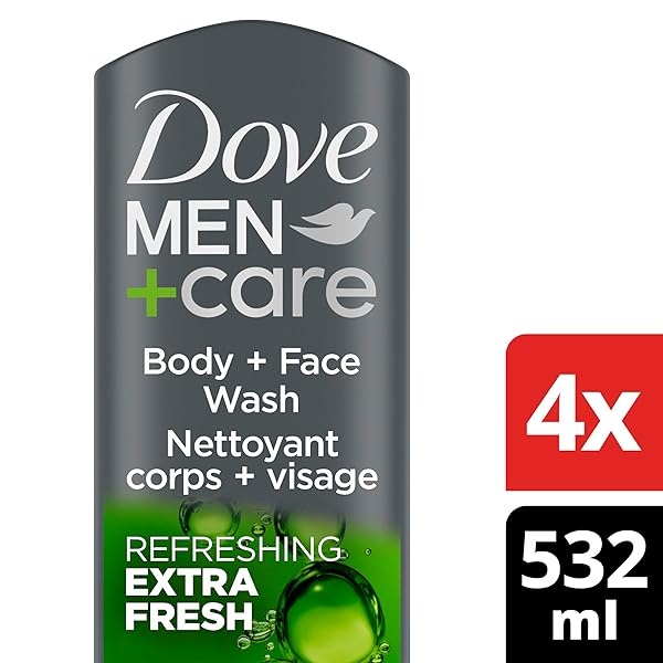Dove Men+Care Body Wash Extra Fresh for Men's Skin Care Body Wash Effectively Washes Away Bacteria While Nourishing Your Skin, 18 Fl Oz (Pack of 4) - Image 3