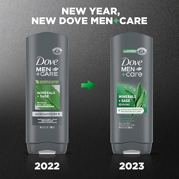 Dove Men+Care Body Wash Mineral + Sage 4 Count for Men's Skin Care Effectively Washes Away Bacteria While Nourishing Your Skin, 18 oz - Image 5