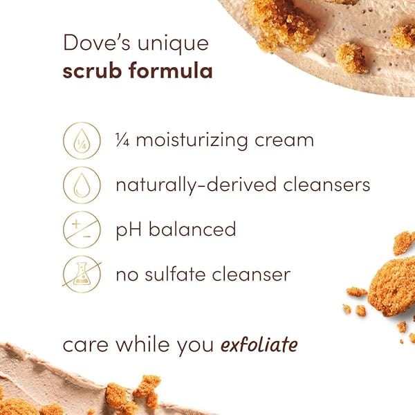 Dove Scrub For Silky Smooth Skin Brown Sugar & Coconut Butter Body Scrub Exfoliates & Restores Skin's Natural Nutrients, 10.5 Ounce (Pack of 4) - Image 4