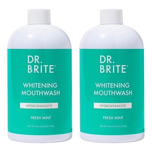 Dr. Brite Mint Whitening Mouthwash (2-Pack) | Whitens with Activated Charcoal | Vegan | Natural & Nourishing Ingredients | Alcohol & Gluten Free | Promotes Healthy Gums | Fluoride Free