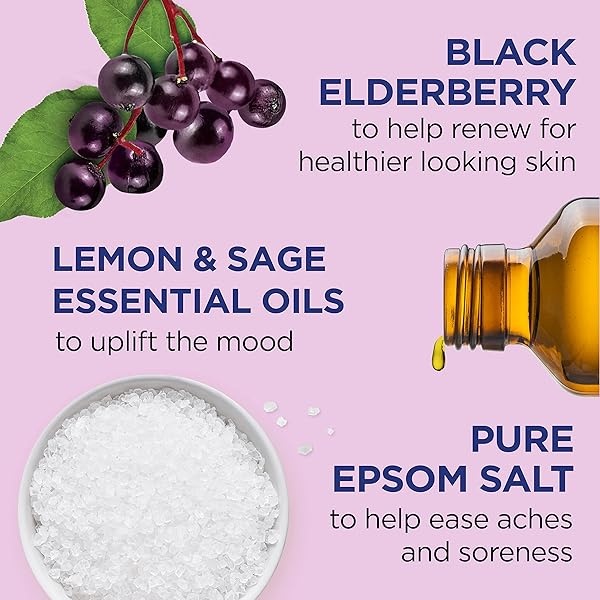 Dr Teal's Pure Epsom Salt Soak, Black Elderberry with Vitamin D, 3 lbs (Pack of 4) (Packaging May Vary) - Image 4