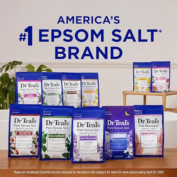 Dr Teal's Pure Epsom Salt Soak, Black Elderberry with Vitamin D, 3 lbs (Pack of 4) (Packaging May Vary) - Image 9