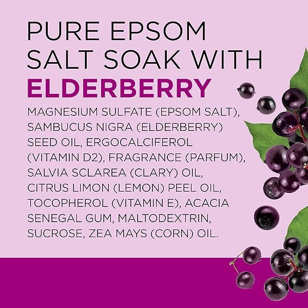 Dr Teal's Pure Epsom Salt Soak, Black Elderberry with Vitamin D, 3 lbs (Pack of 4) (Packaging May Vary) - Image 10