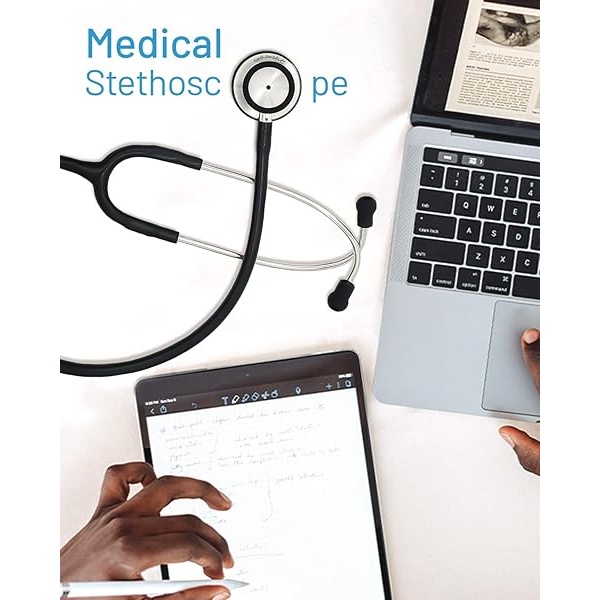 Dual Head Stethoscope for Medical and Home by FriCARE, Classic Lightweight Design, Stethoscope for Adult, Gift for Nurses, Medical Students, 28 inch (Black) - Image 4
