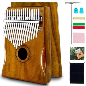EASTROCK Kalimba Piano de pulgar portátil de 17 teclas Mbira Piano de dedo con instrucciones de estudio y martillo de afinación, acacia/madera de kalimba regalo para niños y adultos, principiantes
